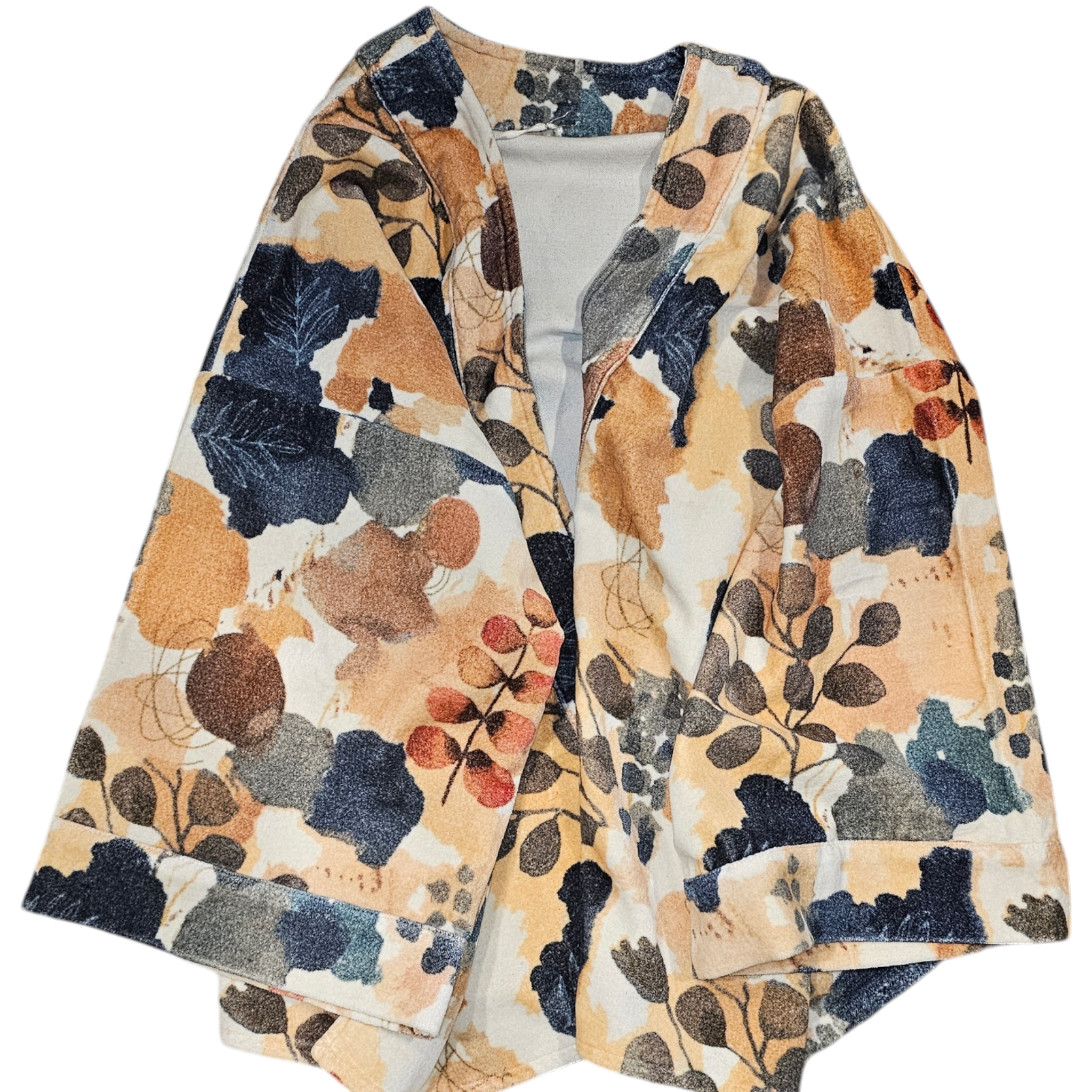 Short kimono jacket abstract print velvet cotton