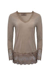 Top V- and round neck  with lace