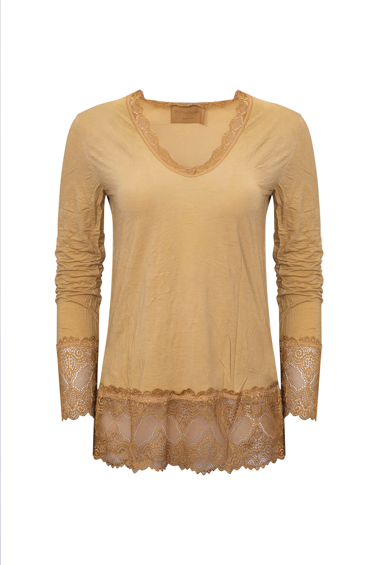 Top V- and round neck  with lace